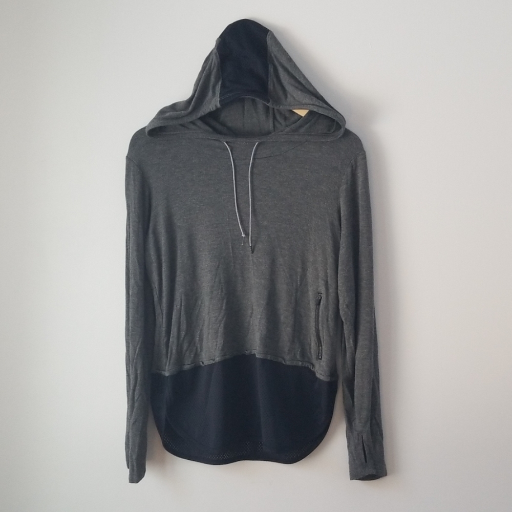 💎3/$12 Marika hooded pullover Jersey hem cinch neck S